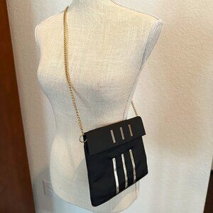 Black and Gold Satin Evening Bag